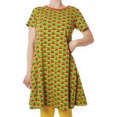 DUNS Sweden retek mintás ruha mustár színben (felnőtt méret)