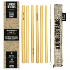 Jungle Straws 6 db-os bambusz szívószál szett, "Ash"