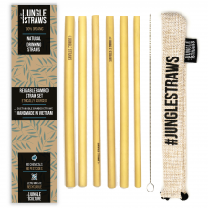 Jungle Straws 6 db-os bambusz szívószál szett, "Vanilla"